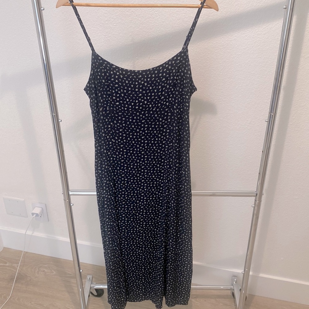 Brandy Melville one size floral navy midi dress